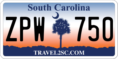 SC license plate ZPW750