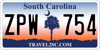 SC license plate ZPW754