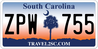 SC license plate ZPW755