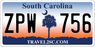 SC license plate ZPW756