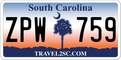 SC license plate ZPW759