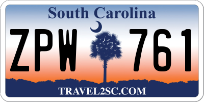 SC license plate ZPW761