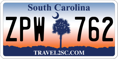 SC license plate ZPW762