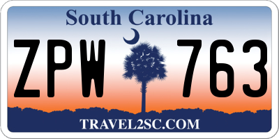 SC license plate ZPW763