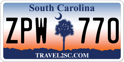 SC license plate ZPW770