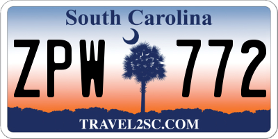 SC license plate ZPW772