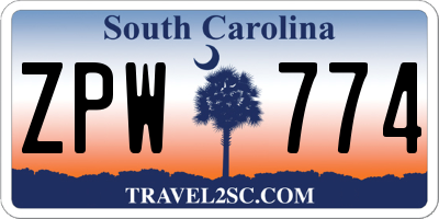 SC license plate ZPW774