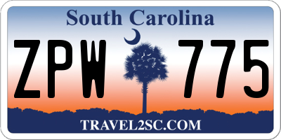 SC license plate ZPW775