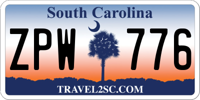SC license plate ZPW776