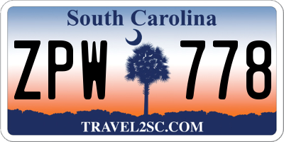 SC license plate ZPW778