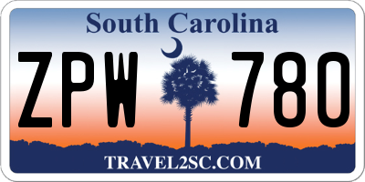 SC license plate ZPW780