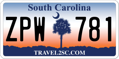SC license plate ZPW781