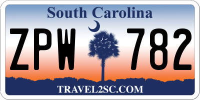 SC license plate ZPW782