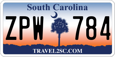 SC license plate ZPW784