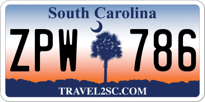 SC license plate ZPW786