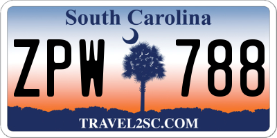 SC license plate ZPW788