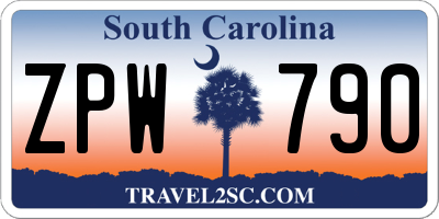 SC license plate ZPW790