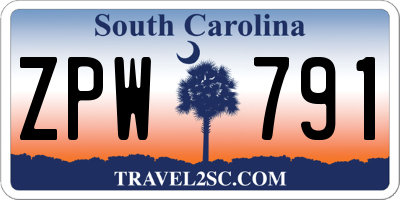 SC license plate ZPW791