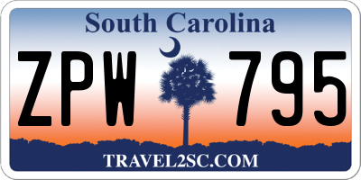 SC license plate ZPW795