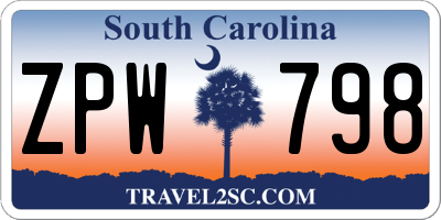 SC license plate ZPW798