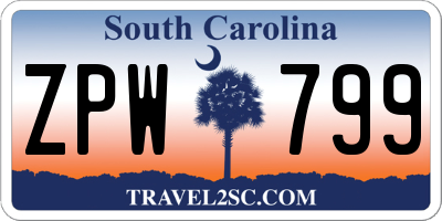 SC license plate ZPW799