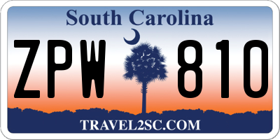 SC license plate ZPW810