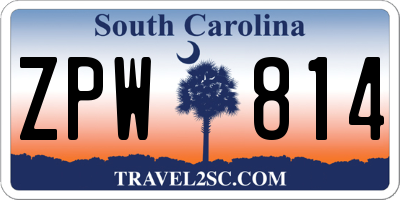 SC license plate ZPW814