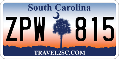 SC license plate ZPW815