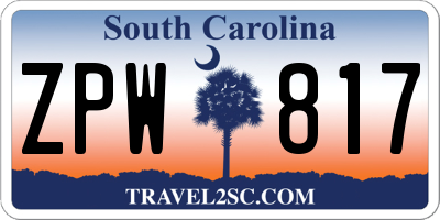 SC license plate ZPW817