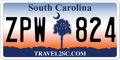 SC license plate ZPW824