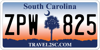 SC license plate ZPW825