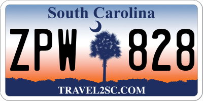 SC license plate ZPW828