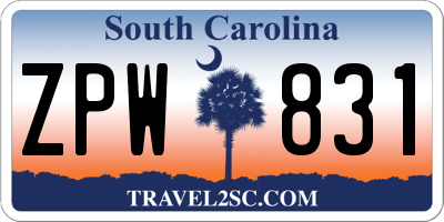 SC license plate ZPW831