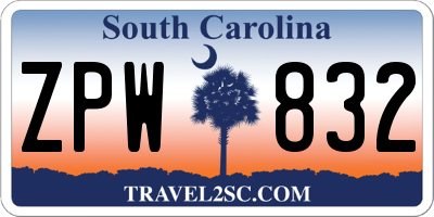SC license plate ZPW832