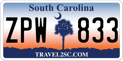 SC license plate ZPW833