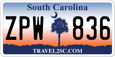 SC license plate ZPW836