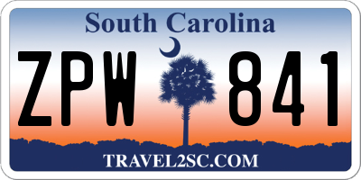 SC license plate ZPW841