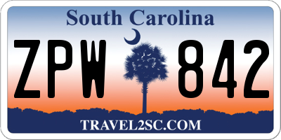 SC license plate ZPW842
