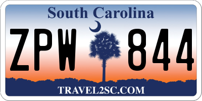 SC license plate ZPW844