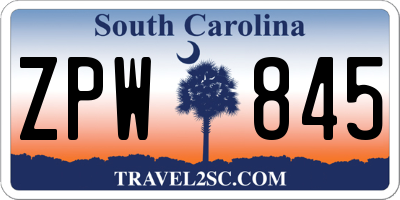 SC license plate ZPW845
