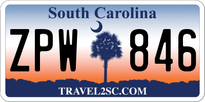 SC license plate ZPW846