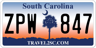 SC license plate ZPW847