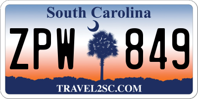 SC license plate ZPW849