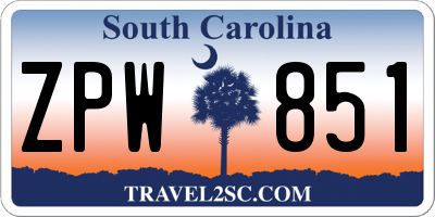 SC license plate ZPW851