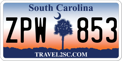 SC license plate ZPW853
