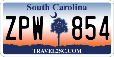 SC license plate ZPW854
