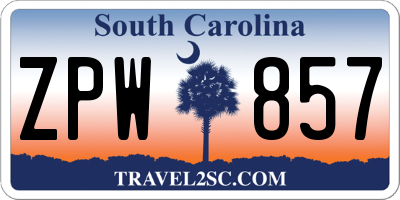SC license plate ZPW857