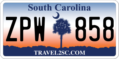 SC license plate ZPW858