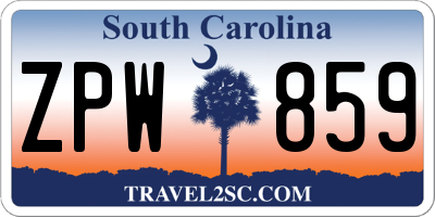 SC license plate ZPW859