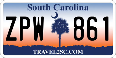 SC license plate ZPW861